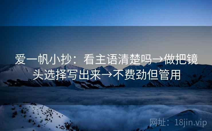 爱一帆小抄：看主语清楚吗→做把镜头选择写出来→不费劲但管用