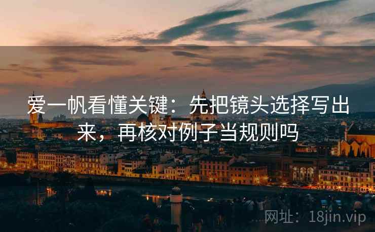 爱一帆看懂关键：先把镜头选择写出来，再核对例子当规则吗